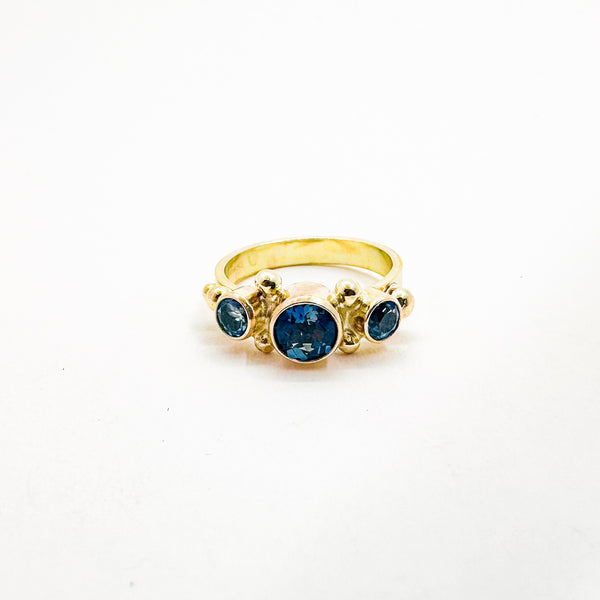 14k Gold Yesterday, Today, and Tomorrow Ring with Blue Topaz - Raiford ...