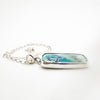 Sterling Rectangle Opalized Wood Necklace