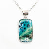 Sterling Rectangle Opalized Wood Necklace