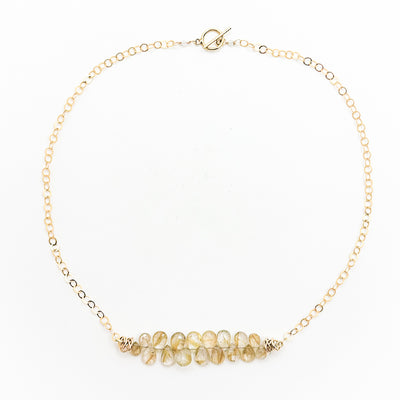 14k Gold Filled Rutilated Quartz Bead Necklace