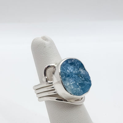 Wrap ring with natural surface Aquamarine