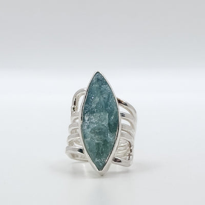 Wrap ring with marquise natural surface Aquamarine