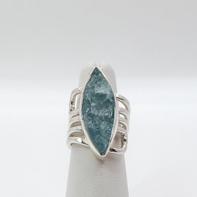 Wrap ring with marquise natural surface Aquamarine