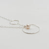 Short circle lariat necklace with white pearl