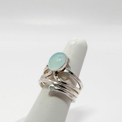 Rolo Ring with Aqua Chalcedony