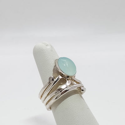 Rolo Ring with Aqua Chalcedony