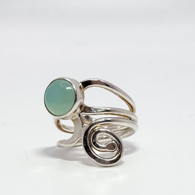 Rolo Swirl Ring with Aqua Chalcedony