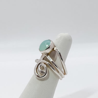 Rolo Swirl Ring with Aqua Chalcedony