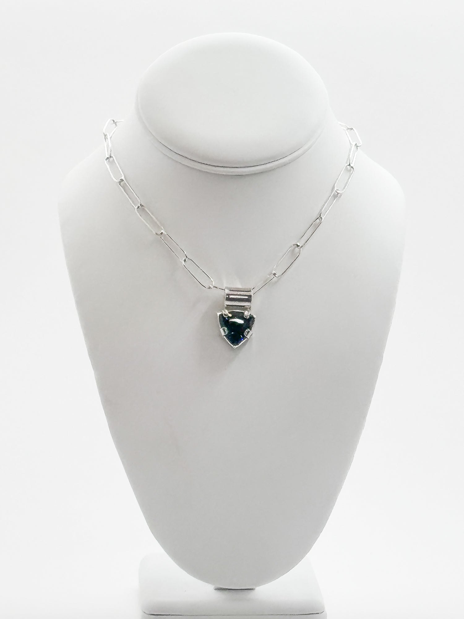 Trillion shape London Blue Topaz necklace