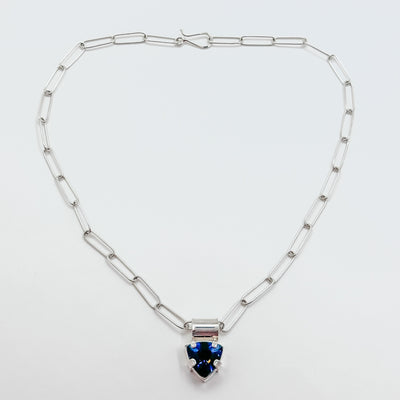 Trillion shape London Blue Topaz necklace