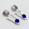 Natural Surface Lapis and White Button Pearl earrings