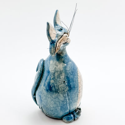 Mini Blue Naughty Cat Raku