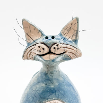 Mini Blue Naughty Cat Raku