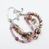 Sterling Heart Clasp Bracelet with Moonstone, Rose Quartz, and Abalone