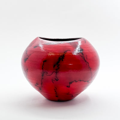 Raku Red Modified Horse Hair Vase