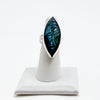 Green Blue Carved Labradorite Lover Ring