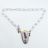 Side bar necklace with pink tourmaline in quartz with garnet