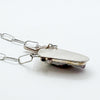 Side bar necklace with pink tourmaline in quartz with garnet