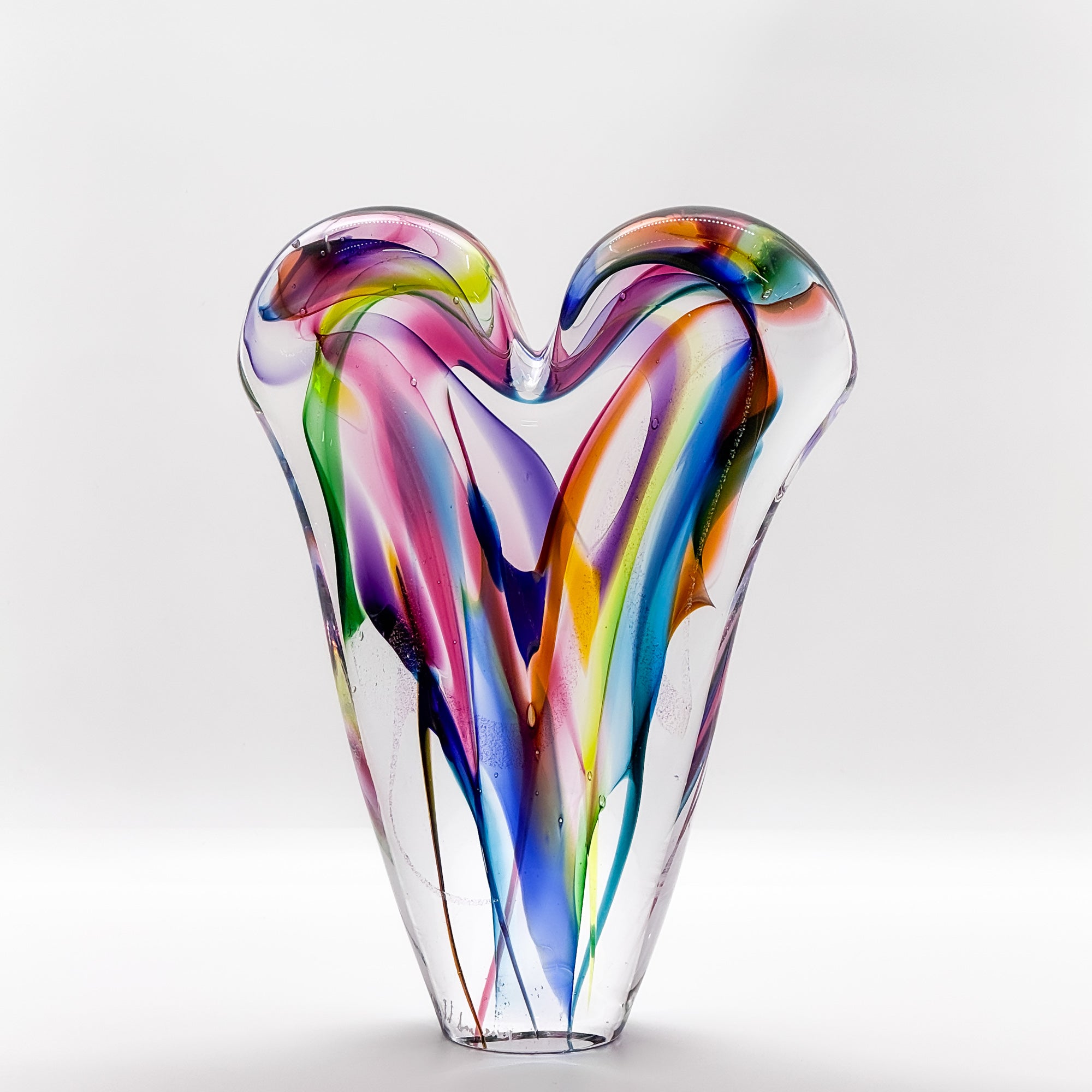 Glass Standing Heart Purple/Blue