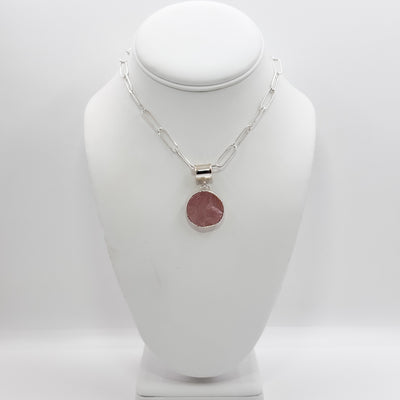 Natural Surface Rose Quartz pendant Necklace