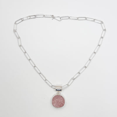 Natural Surface Rose Quartz pendant Necklace