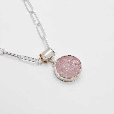 Natural Surface Rose Quartz pendant Necklace