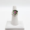 Watermelon Tourmaline ring on boiler chip band