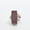 Deckled edge natural surface rose quartz ring