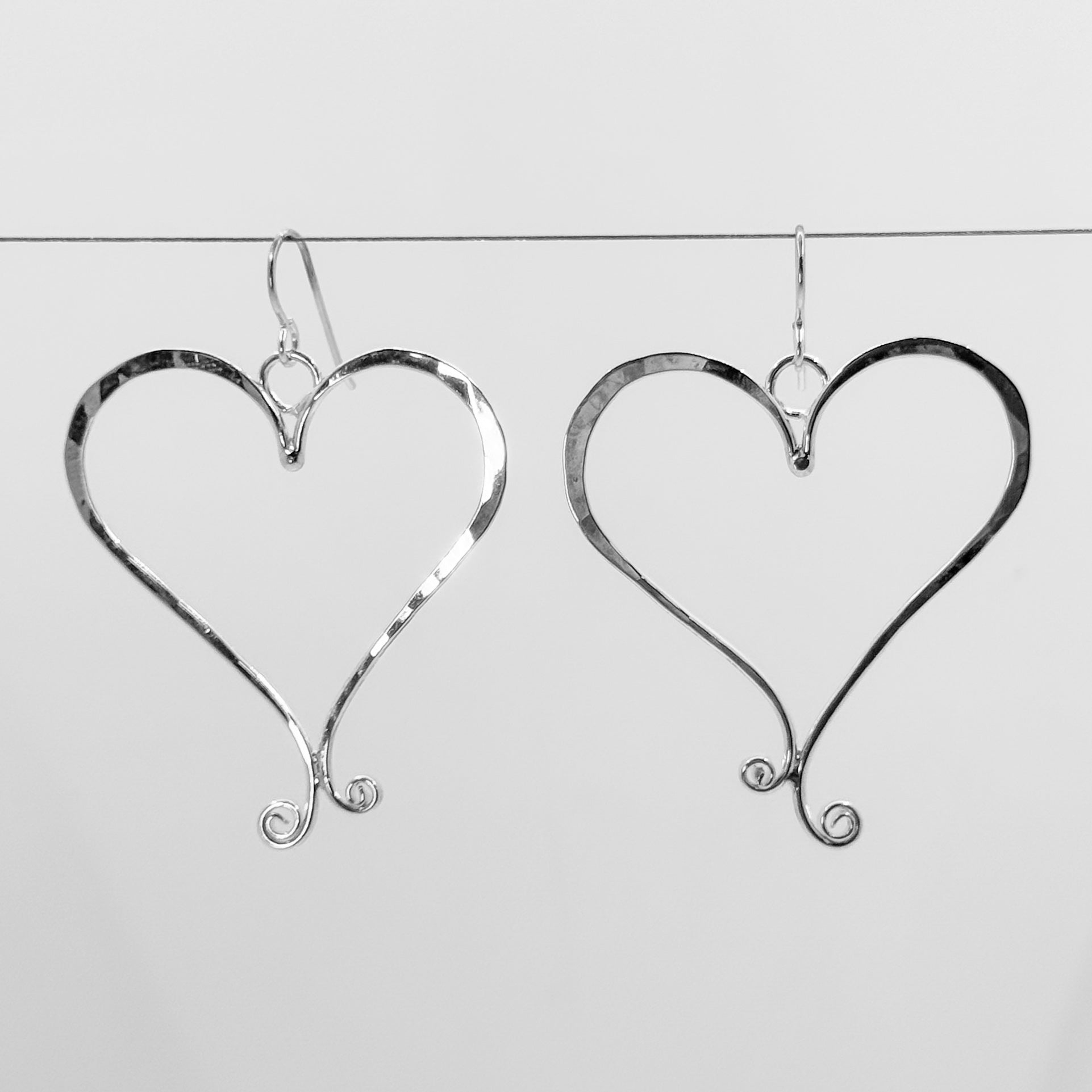 Large Curly Heart Earrings