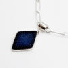 Charcoal grey diamond druzy pendant necklace