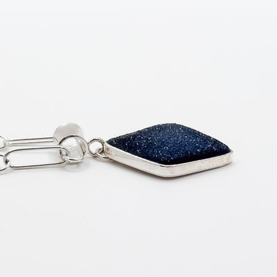 Charcoal grey diamond druzy pendant necklace