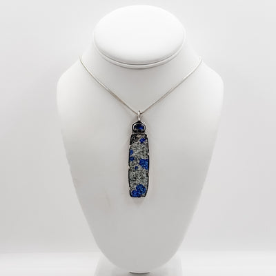 Natural surface Azurite in granite with moonstone necklace