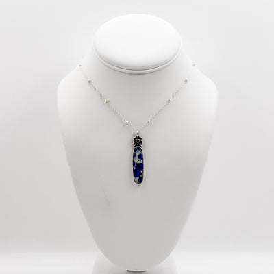 Azurite in granite with blue saphire necklace