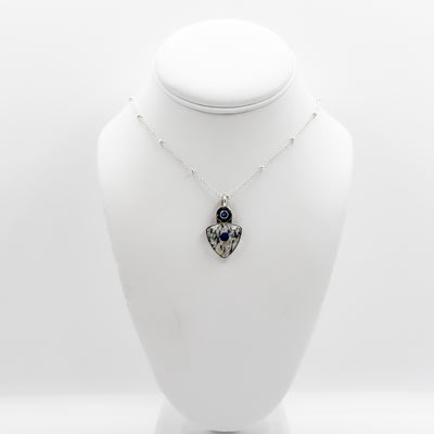 Azurite in granite with blue topaz necklace