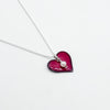 Enamel copper heart pendant with pearl necklace