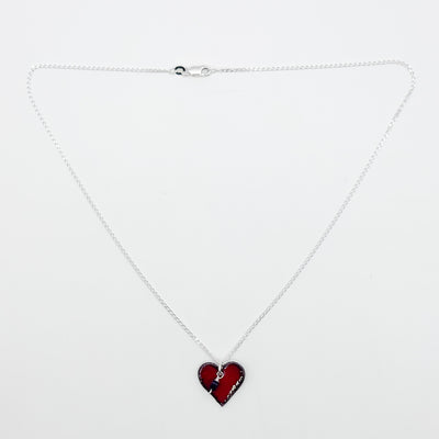 Enamel heart pendant with onyx heart necklace