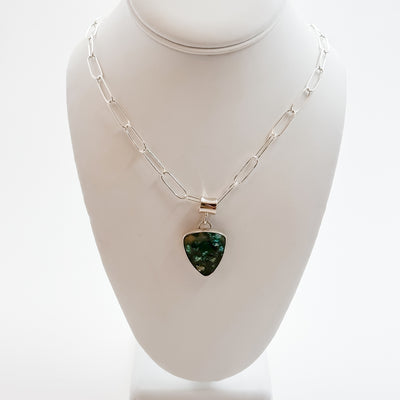 triangle Chrysocolla with native copper pendant