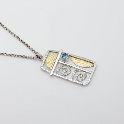 Wind Pendant with Blue Topaz necklace