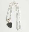 Sterling Silver Psilomelane Triangle Druzy Pendant