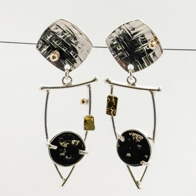 Schist with Pyrite Earrings