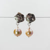 Smashed top earrings with champagne baroque pearls