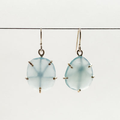 Aqua Chalcedony Rose Cut earrings