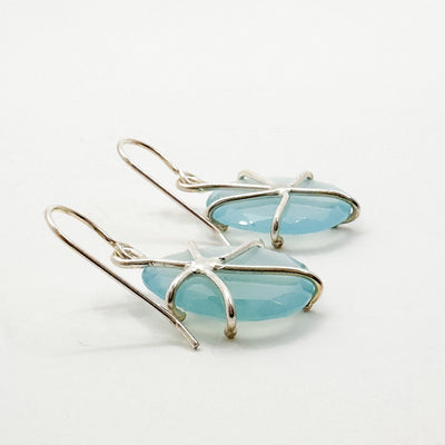 Aqua Chalcedony Rose Cut earrings