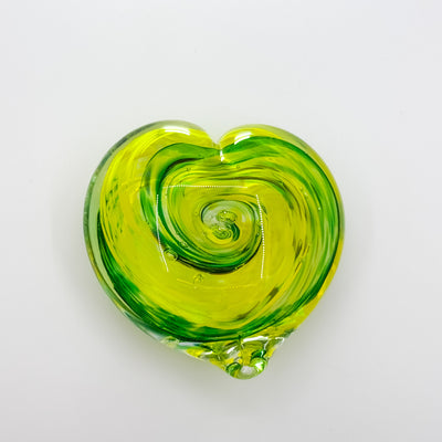 Green & light green swirl paperweight heart