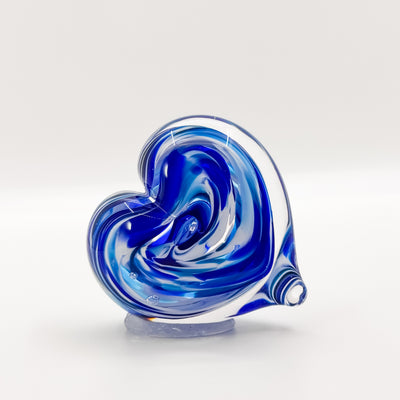 Blue mix on white paperweight heart