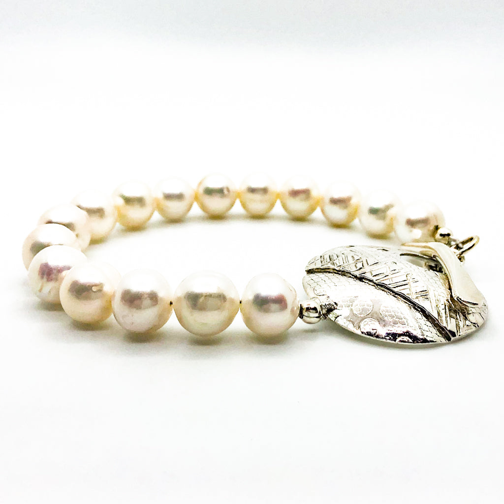 Sterling Triple Strand Cupcake Bracelet with Gold Pearls - Raiford Gallery  Inc