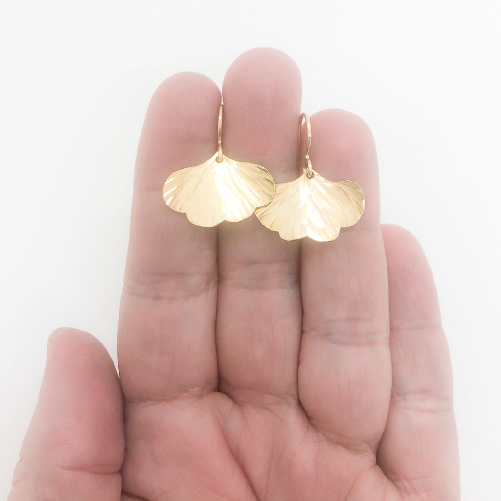 14k Gold Filled Small (#4) Ginkgo Earrings - Raiford Gallery Inc