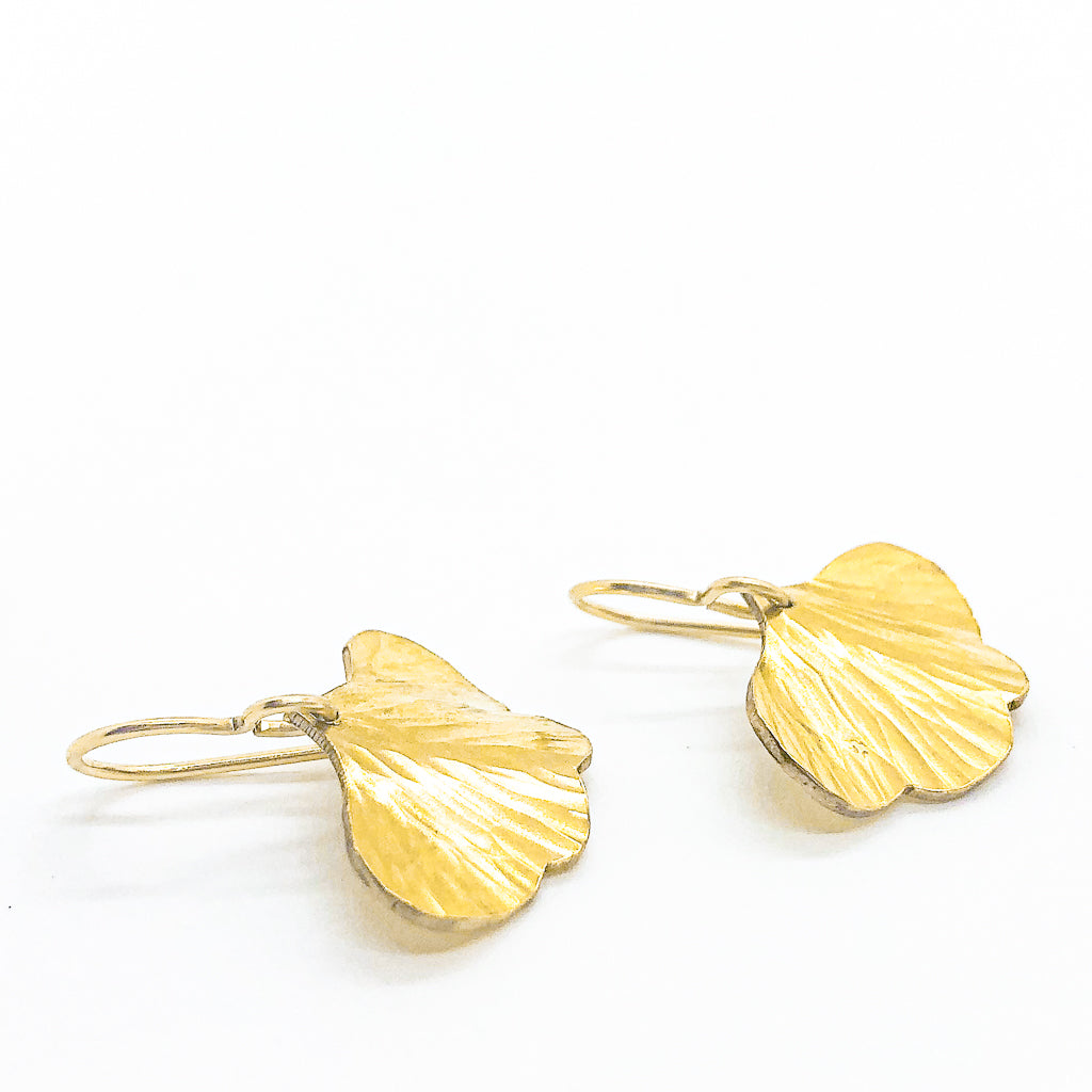 Ginkgo fan leaf zircon Stone sparkling earrings for good luck in the new  year - Shop E moon stone Earrings & Clip-ons - Pinkoi