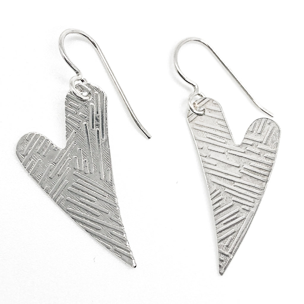 Sterling Textured Heart Earrings