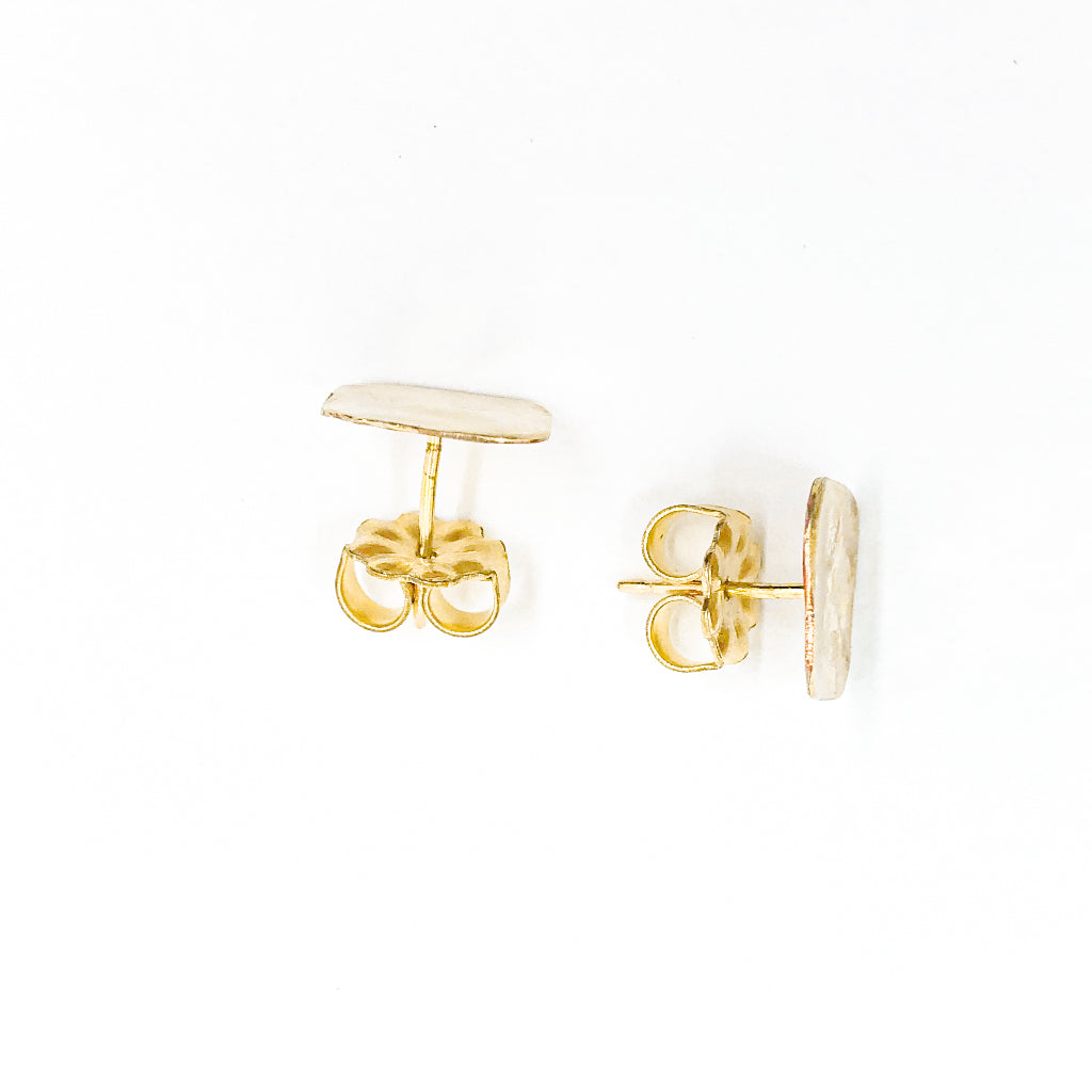 14k Gold Filled Ball Pein Hammered Square Stud Earrings - Raiford